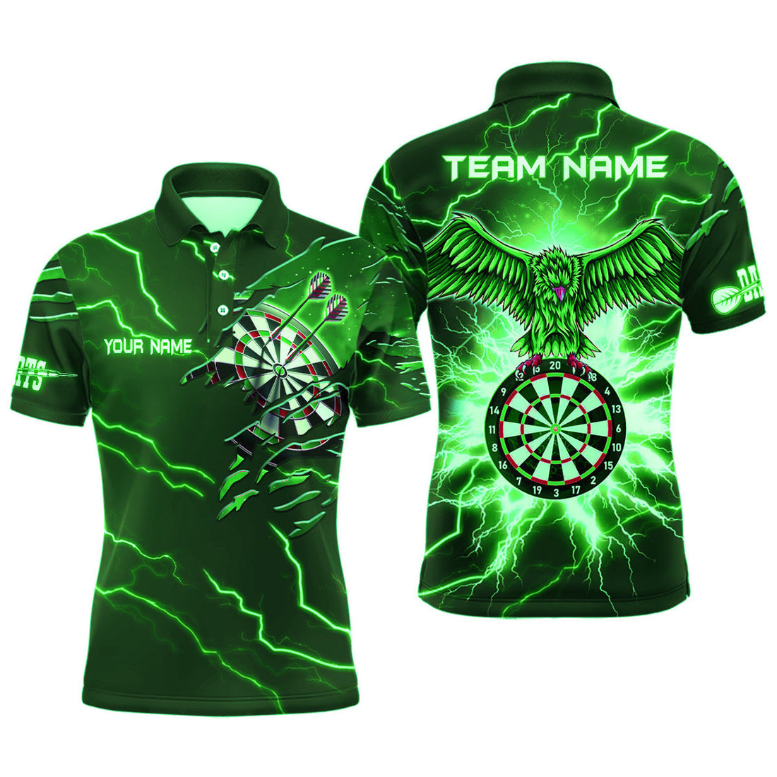 Custom Thunder Green Eagle Dart Team Shirt Men's Polo Shirt S-5XL