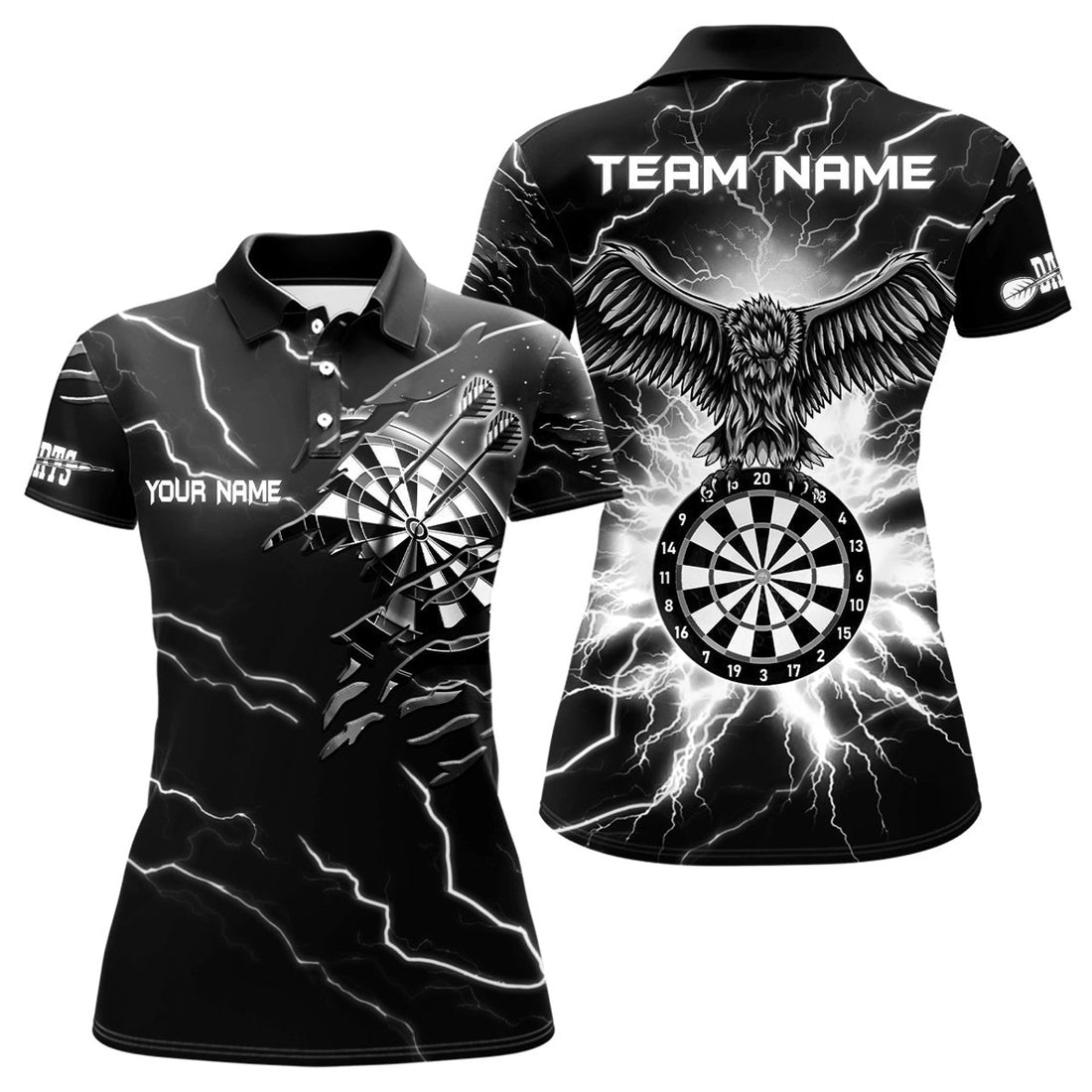 Custom Personalized Black White Eagle Dart Polo for Women's Polo Shirts S-5XL