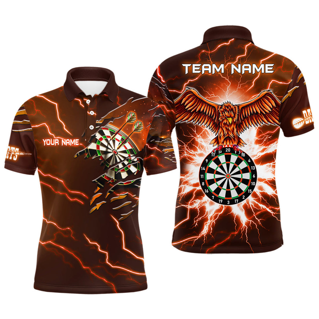 Personalized Thunder Orange Eagle Dart Shirt Men's Polo Shirt S-5XL