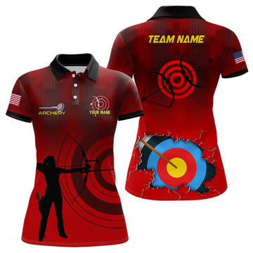 Custom US Flag 3D Archery Silhouette Polo for Women's Polo Shirts S-5XL