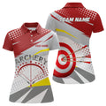 Custom Personalized Grey Red 3D Target Archery for Women's Polo Shirts S-5XL