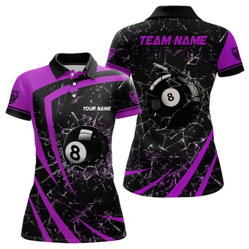 Custom Personalized Glass Break 8 Ball Billiard 3D For Women's Polo Shirts S-5XL