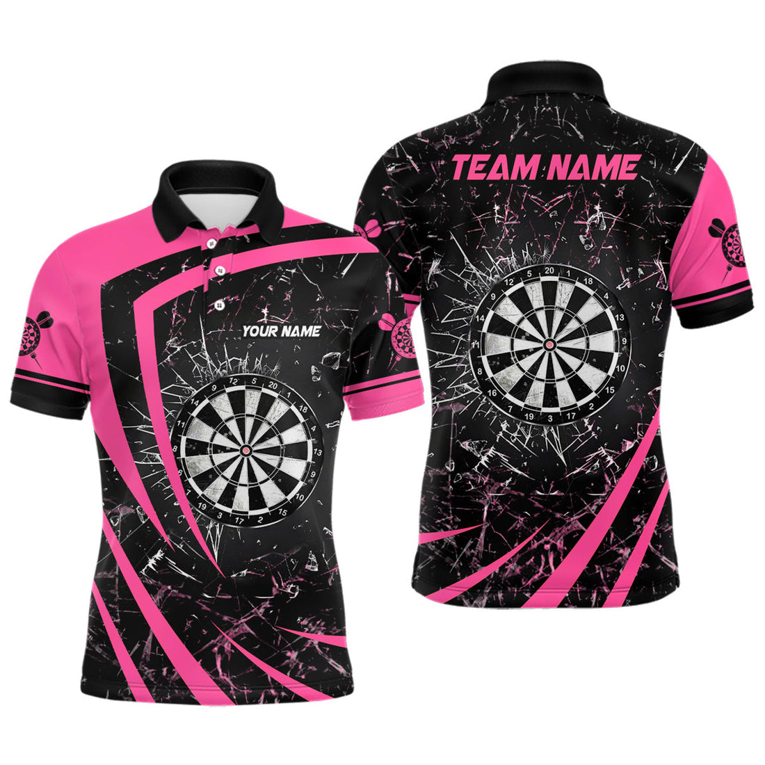 Personalized Pink Glass Break Dart Polo Shirt for Men Men's Polo Shirt S-5XL