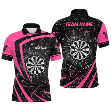 Personalized Pink Glass Break Dart Polo Shirt for Men Men's Polo Shirt S-5XL