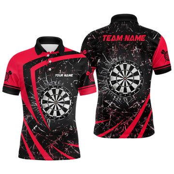 Personalized Red Glass Break Dart Team Custom for Men Men's Polo Shirt S-5XL