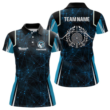 Custom Blue 3D Archery Bow and Arrow Shirts for Women's Polo Shirts S-5XL