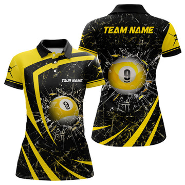 Custom Yellow Glass Break 9 Ball Pool 3D for Billiards Women's Polo Shirts S-5XL