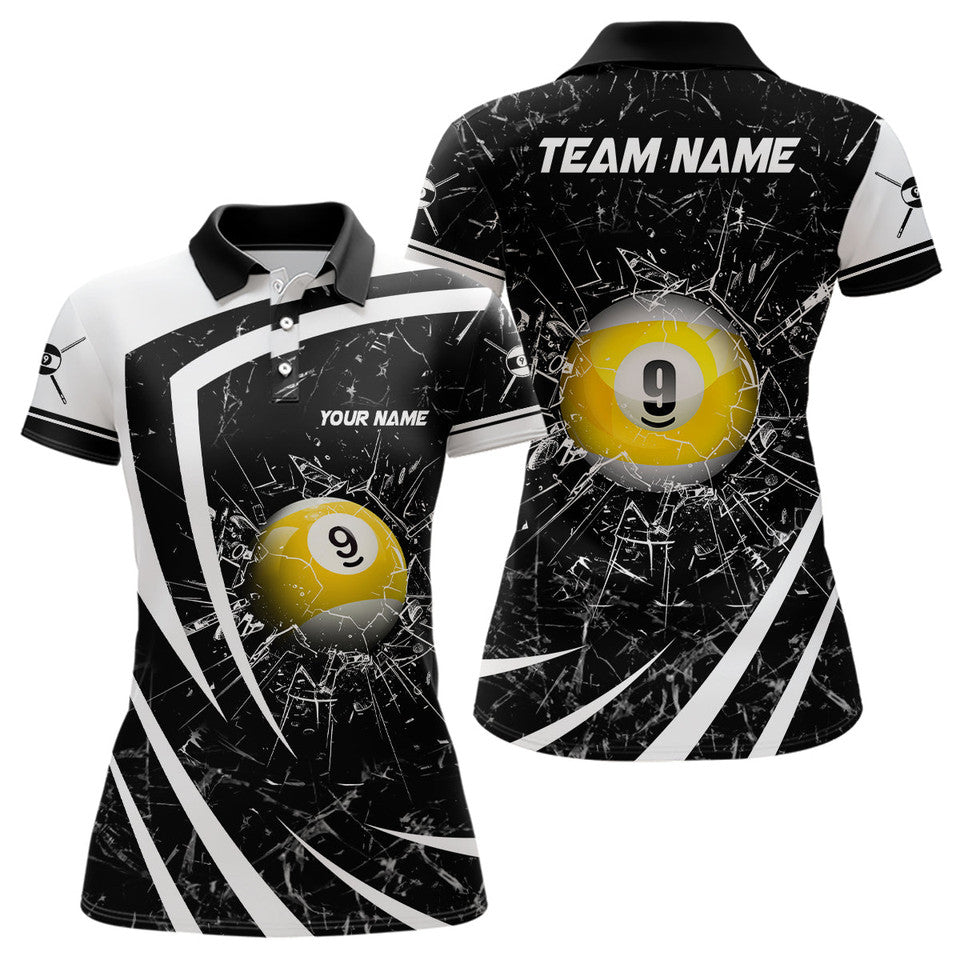 Custom Name Billiard 9 Ball Pool Team Polo Glass Break Women's Polo Shirts S-5XL