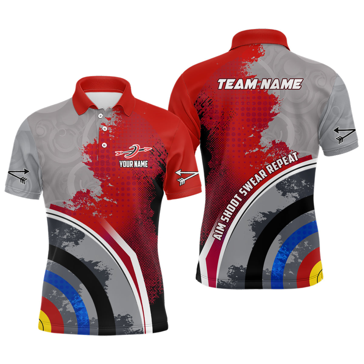 Personalized Aim Shoot Swear Repeat Archery Polo Men's Polo Shirt S-5XL