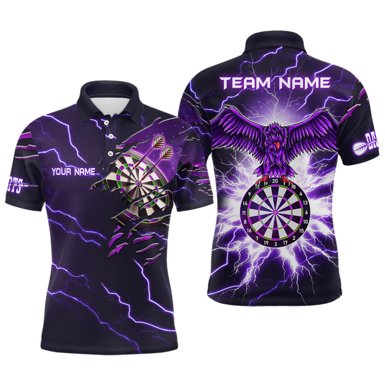 Custom Thunder Purple Eagle Dart Team Shirt Men's Polo Shirt S-5XL