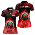 Custom Personalized Red Flaming Target Archery For Women's Polo Shirts S-5XL