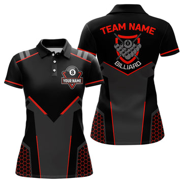 Custom 8 Ball Billiard Team Shirt Black Red Style Women's Polo Shirts S-5XL