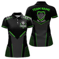 Custom Name Black Green 8 Ball Pool Team 3D Billiard Style Women's Polo Shirts S-5XL