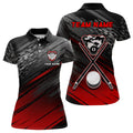 Custom Personalized Black Red 8 Ball Pool for Sports Style Women's Polo Shirts S-5XL