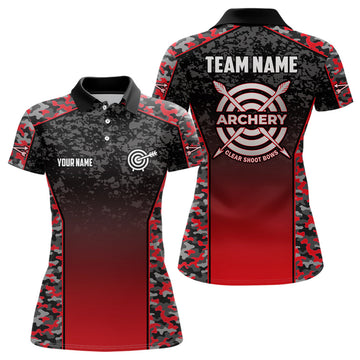 Custom Personalized Camo Red Archery Polo Shirts for Women's Polo Shirts S-5XL