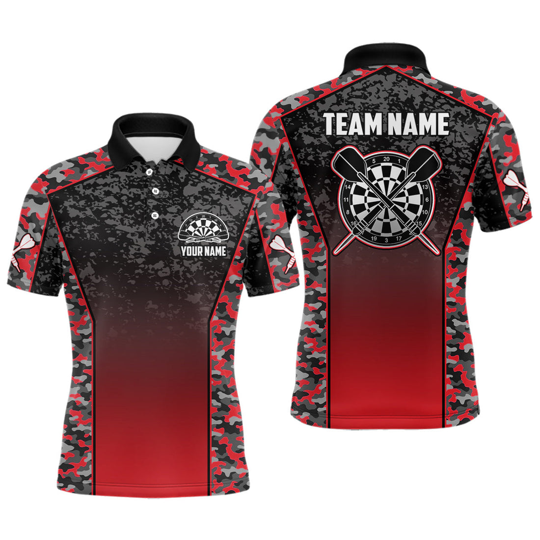 Custom Camo Red Dart Jersey for Men Dart Team Shirt Men's Polo Shirt S-5XL