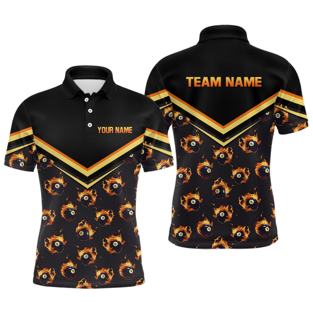 Personalized Flame 8 Ball Pool Polo Shirts For Men Men's Polo Shirt S-5XL