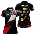 Custom Canadian Flag 8 Ball Pool Design Red Black Women's Polo Shirts S-5XL