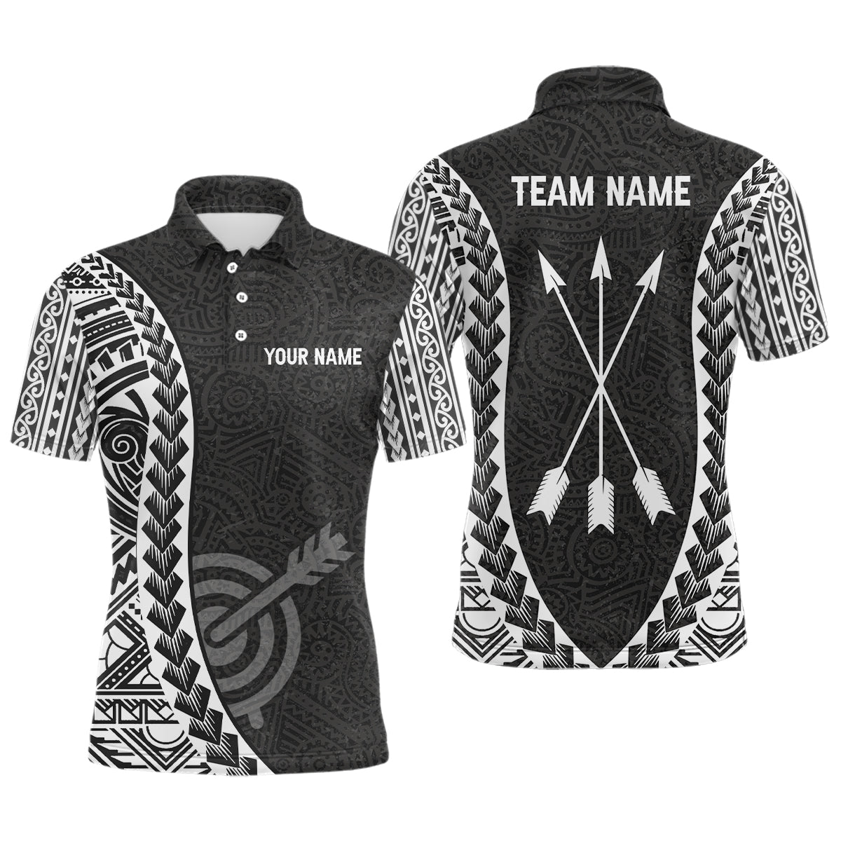 Personalized Tribal Pattern Target Archery Men's Polo Shirt Size S-5XL