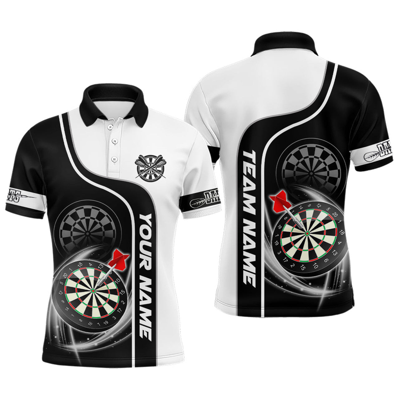 Personalized 3D Dartboard Dart Black White Shirt Men's Polo Shirt S-5XL