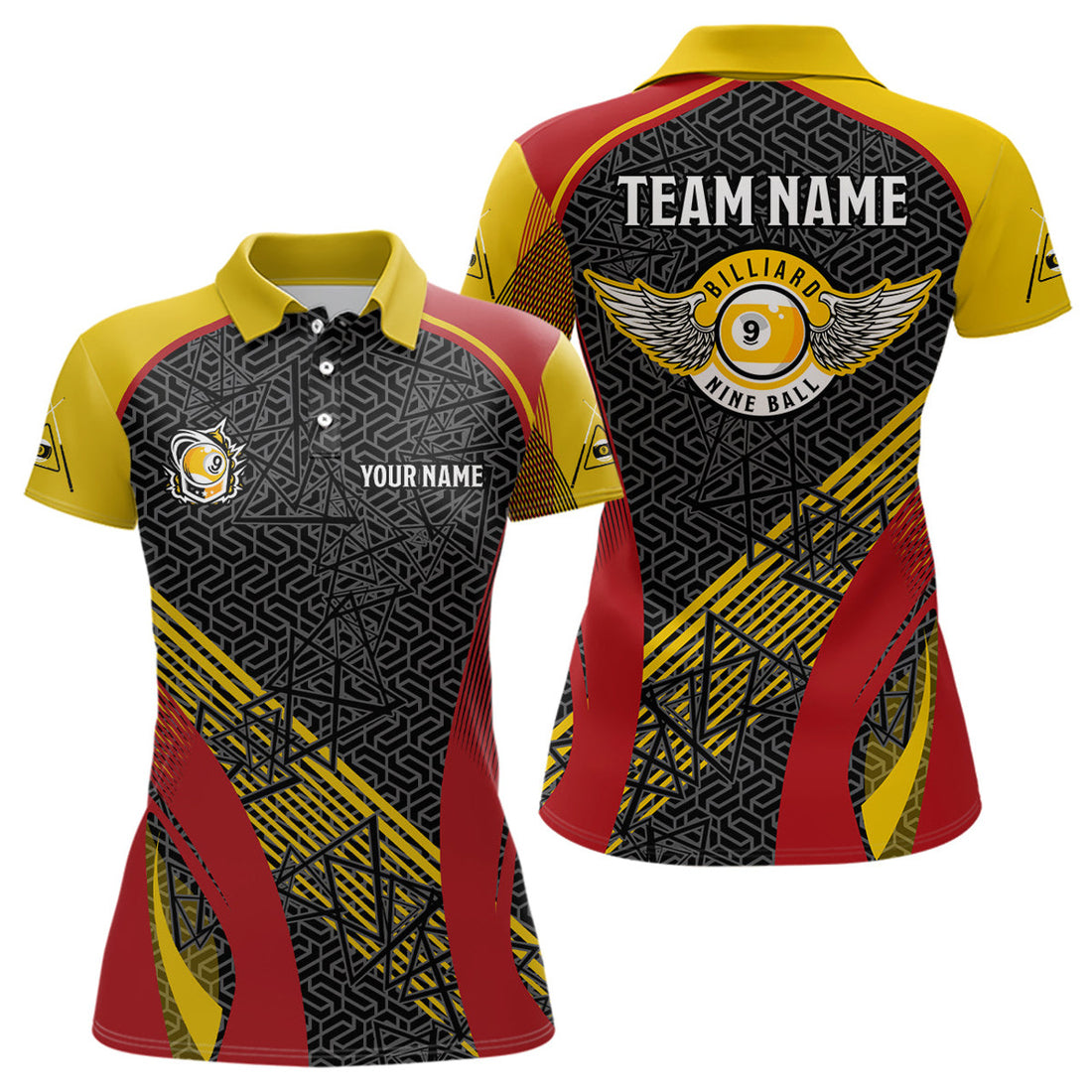 Custom Name Funny 9 Ball Pool Team Billiard Shirt Women's Polo Shirts S-5XL