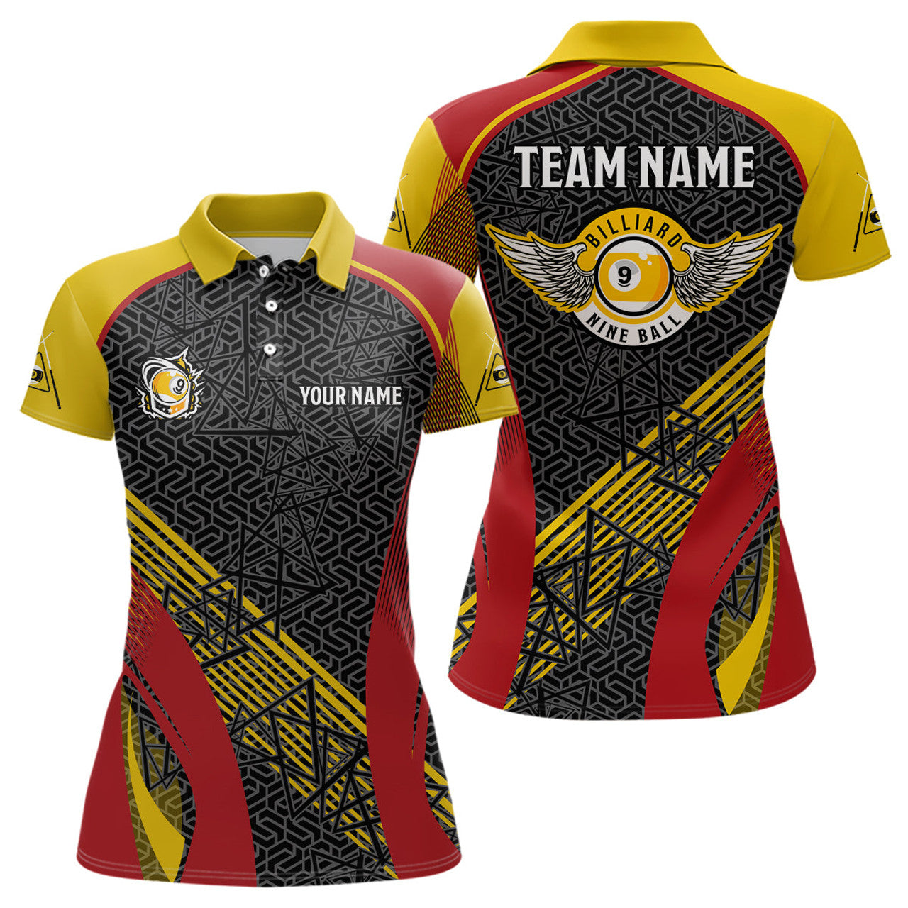 Custom Name Funny 9 Ball Pool Team Billiard Shirt Women's Polo Shirts S-5XL
