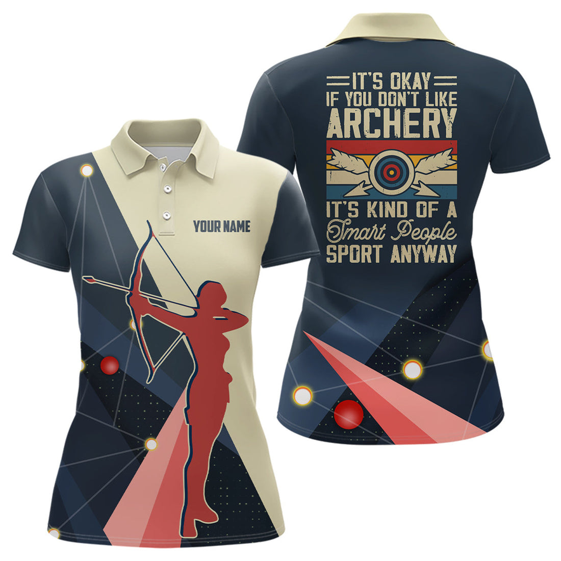 Custom Silhouette Archer 3D Funny Archery Shirts Women's Polo Shirts S-5XL