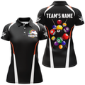 Custom Billiard Player Polo with Black 3D Design Women's Polo Shirts S-5XL