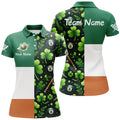 Custom St Patricks Day Ireland Flag Lucky Billiard 3D Women Polo Shirt Size S-5XL