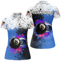 Custom Personalized Billiard 8 Ball 10 Ball Grunge Style Women's Polo Shirts S-5XL