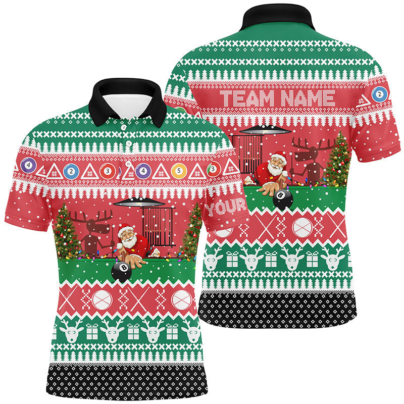 Santa Billiard Full Print Custom Christmas Polo Shirt S-5XL Men's Polo Shirt