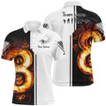 Personalized White Funny 3D Fire Billiard Polo Shirt Size S-5XL Men's Polo Shirt