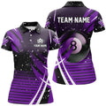 Custom Black Purple Billiard 8 Ball Pool Billiard Women's Polo Shirts S-5XL