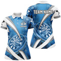 Custom Blue 3D Darts Team League Personalized Women's Polo Shirts S-5XL