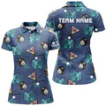 Custom Blue Billiard Tropical Outfit Full Print Women's Polo Shirts S-5XL