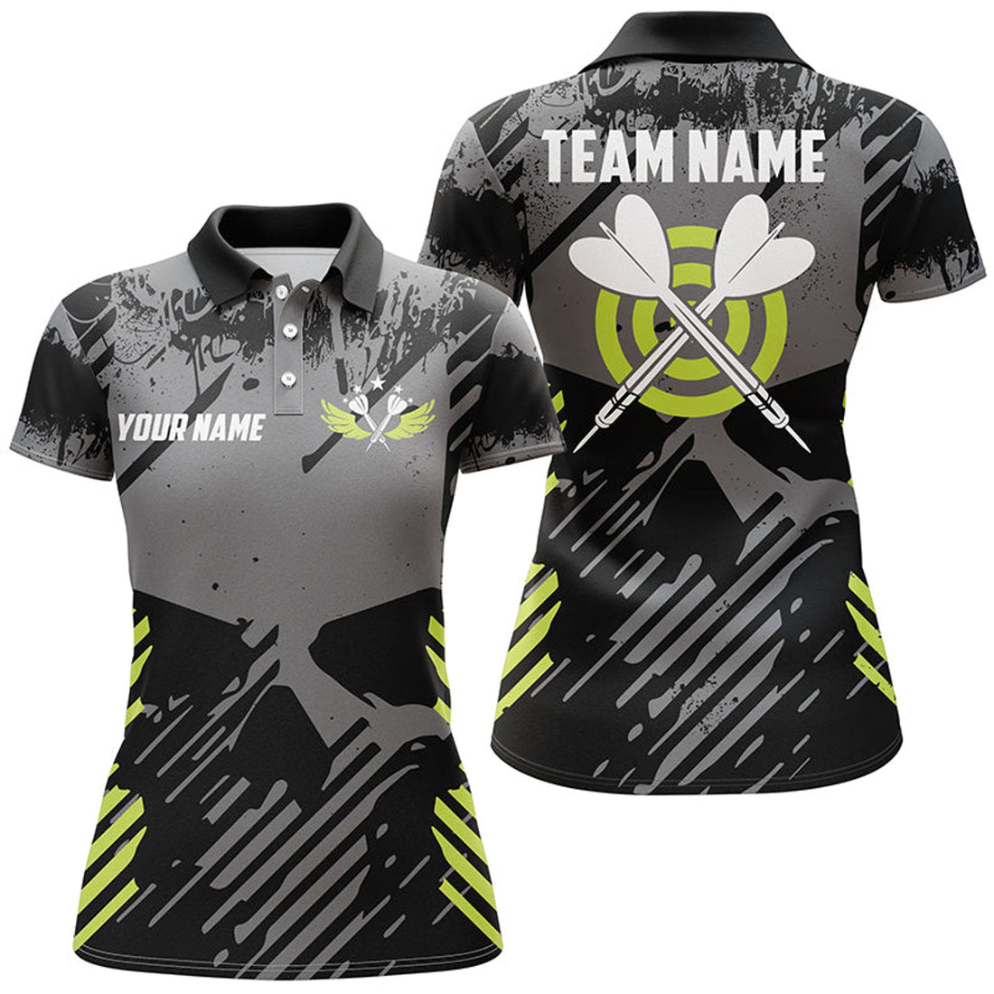 Custom Darts Grey Skull Grunge Style for Best Gifts for Women's Polo Shirts S-5XL