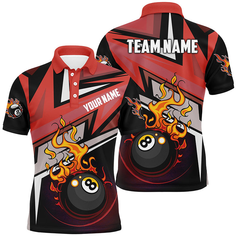 Personalized Funny 8 Ball Fire Billiard Best Custom Mens Polo Shirt S-5XL
