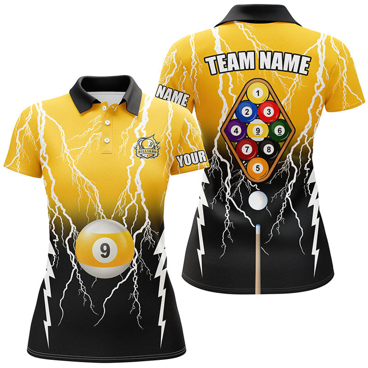 Custom 9 Ball Pool Thunder Billiard Polo Shirts Women's Polo Shirts S-5XL