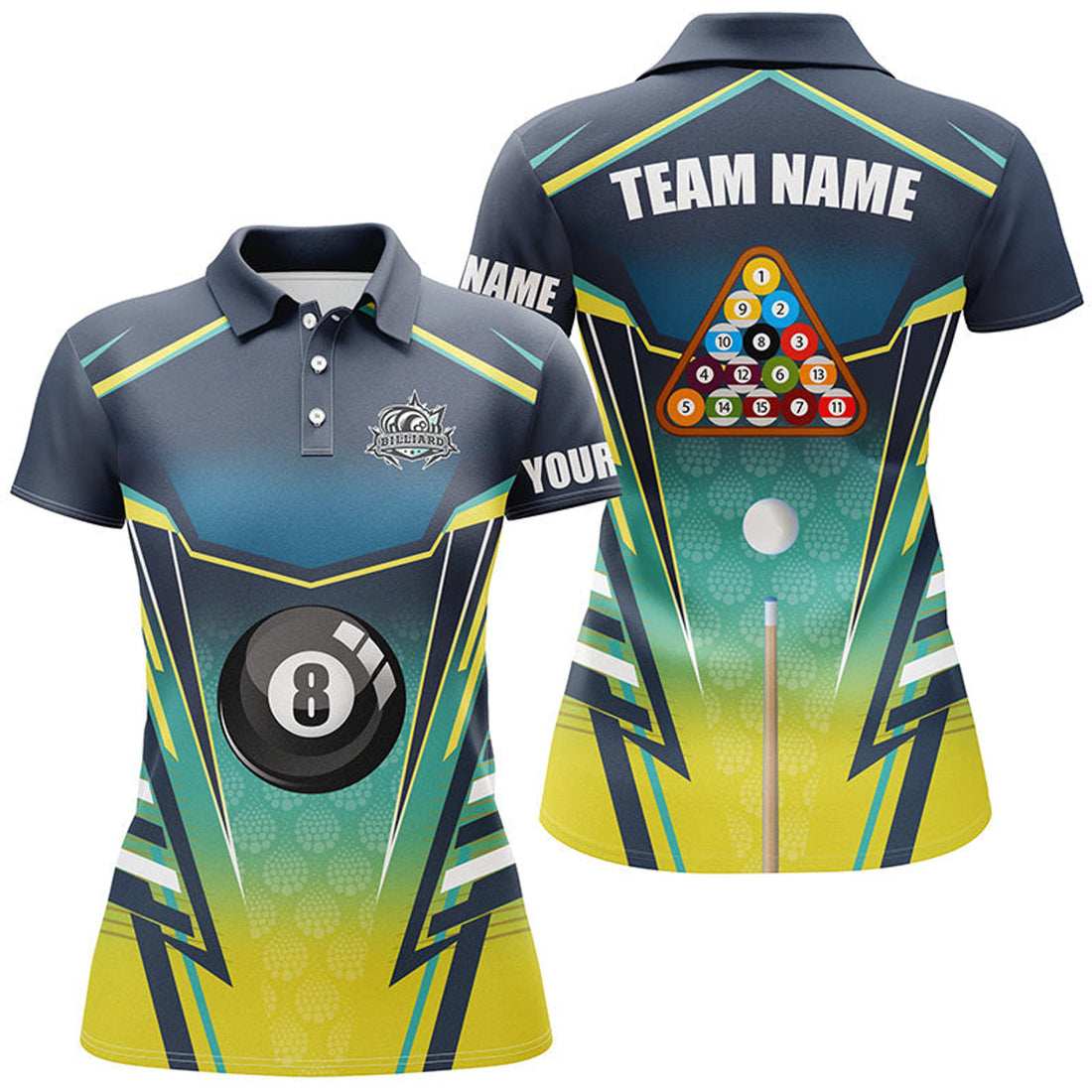 Custom 8 Ball Pool Billiard 8 Ball Billiards Apparel Women's Polo Shirts S-5XL