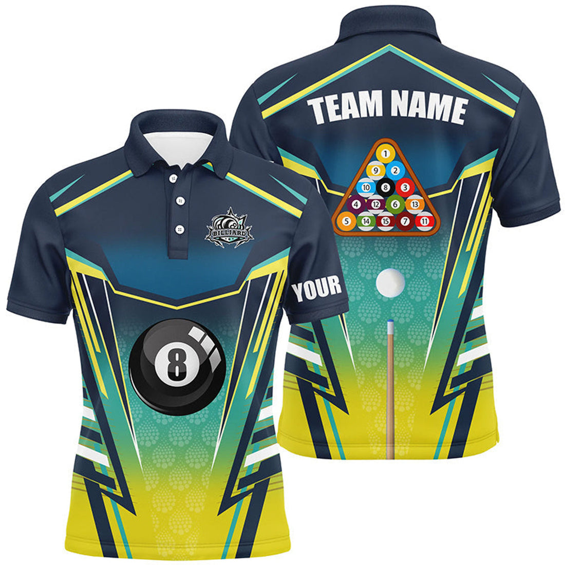 8 Ball Pool Billiard Custom Apparel Men's Polo Shirt S-5XL