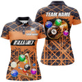 Custom Pool Player Orange Billiard Grunge Style Women's Polo Shirts S-5XL