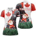 Custom Funny Santa Billiard Canada Flag Patriotic Christmas Women's Polo Shirts S-5XL