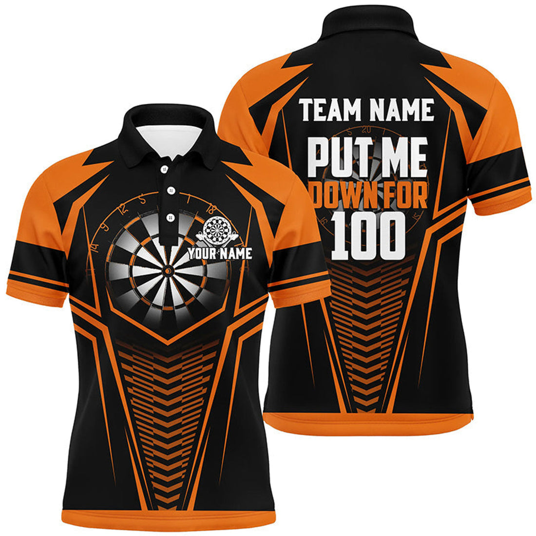 Put Me Down For 100 Black Orange Funny Dart Team Men's Polo Shirt S-5XL