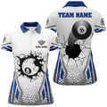 Custom White Blue 8 Ball Pool Cracked Wall Personalized Women's Polo Shirts S-5XL