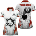Custom 8 Ball Pool Cracked Wall White Red Billiard Attire Women's Polo Shirts S-5XL