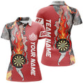 Custom Personalized Red Darts Board Fire Flame Smoke Women's Polo Shirts S-5XL