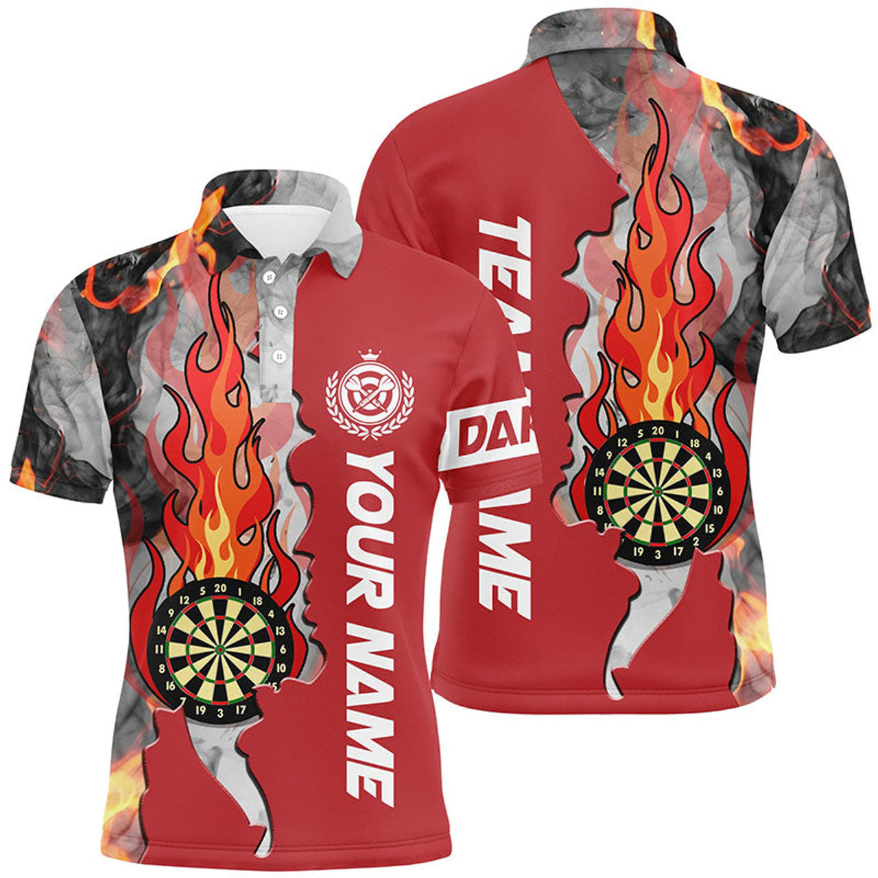 Personalized Red Darts Board Fire Flame Smoke Polo Shirt Men's Polo Shirt S-5XL