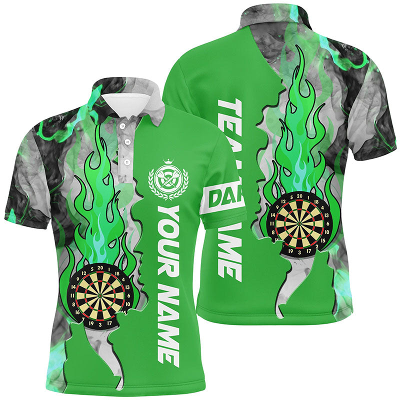 Personalized Green Darts Board Fire Flame Smoke Custom Unique Men's Polo Shirt S-5XL