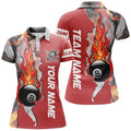Custom Personalized 8 Ball Fire Smoke Billiard Pool Team Women's Polo Shirts S-5XL