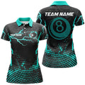 Custom Name Turquoise 8 Ball Billiard Design Best Gift Women's Polo Shirts S-5XL